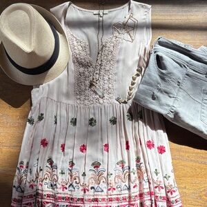 Floral Embroidered Boho Festival Shirt